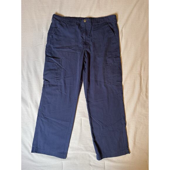 Carhartt Ripstop Cargo Pants Mens Large Navy Blue Workwear Utility Drawstring - Picture 2 of 14